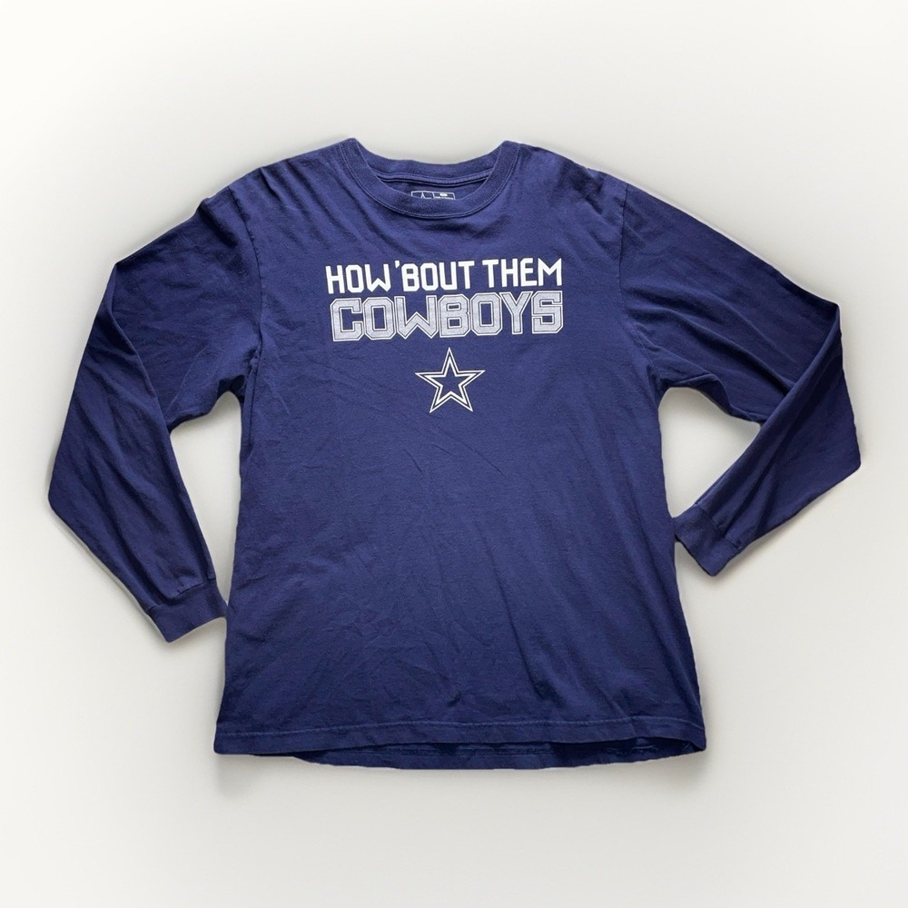 Dallas Cowboys How Bout Them Shirt Mens XL Blue NFL Long Sleeve Crew Neck Fit